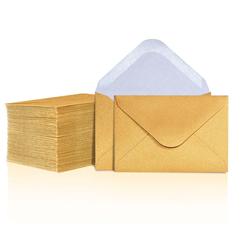 MATICAN Gift Card Envelopes - 100-Count Mini Envelopes, Paper Business Card Envelopes, Bulk Tiny Envelope Pockets for Small Note Cards, Gold, 4 x 2.7 Inches - Image 1
